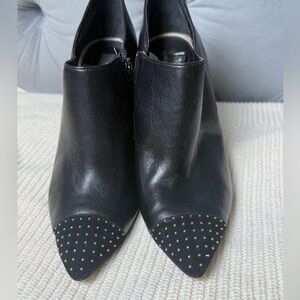 WHBM Klaudia Studded Leather Pointed Toe Booties‎